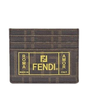 Fendi FF Fabric Card Case Zucca Pattern Brown